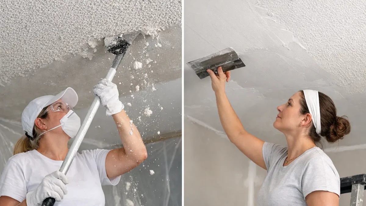 Popcorn Ceiling Removal vs Skim Coating Compared
