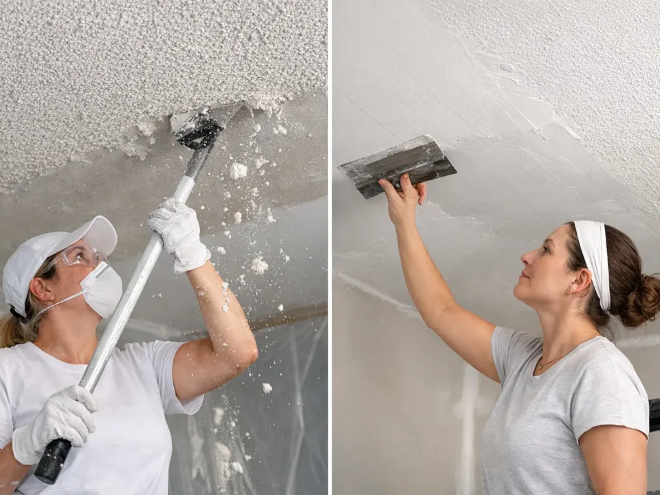 Popcorn Ceiling Removal vs Skim Coating Compared